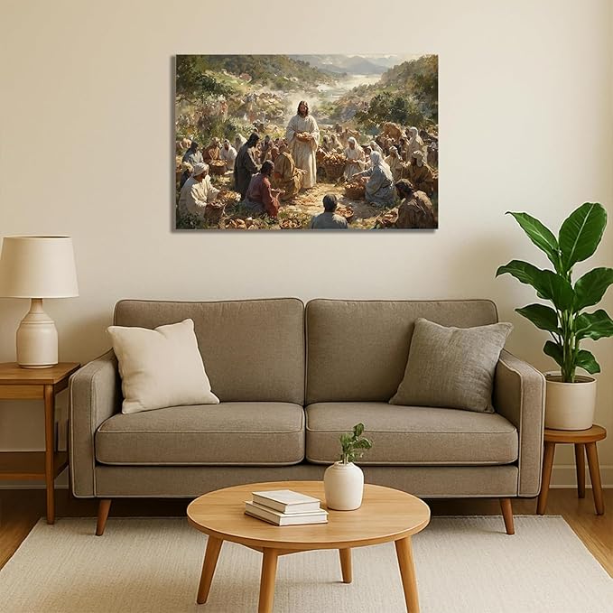 Christian Wall Art Print, Religious Scripture Biblical Decor, Faith-Based Inspirational Landscape with Cross, Digital Printed Canvas Poster for Church, Home Chapel, Prayer Room Decor