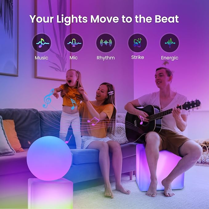 LOFTEK 16-inch Smart Cube Lights: RGBW 16 Million Colors Changing Floor Lamp with APP, Music Sync & Timer Night Lights for Living Room Bedroom Game Atmosphere(Corded Electric)