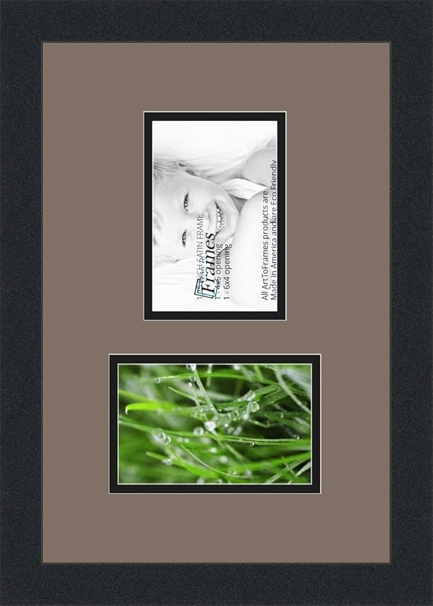 ArtToFrames Collage Photo Frame Double Mat with 2 - 4x6 Openings and Satin Black Frame