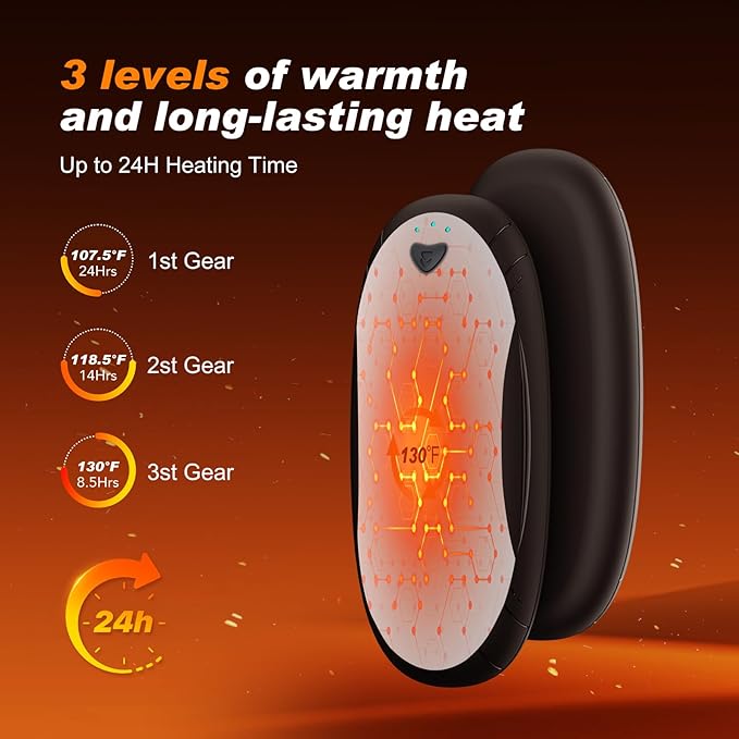 Hand Warmers 2 Pack with 10000mAh Charging Box,Portable Pocket Heater,24Hrs Long Safe Heat,Outdoor, Travel, Golf, Hunting, Camping,Gifts for Men Women