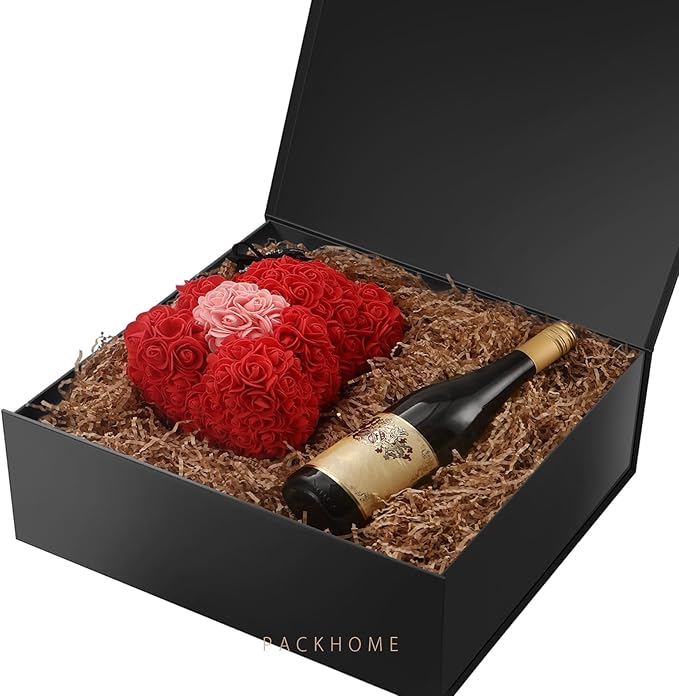 PACKHOME 17x14.5x5.5 Inches, Extra Large Gift Box with Lid, Magnetic Closure Box for Clothes and Large Gifts (Matte Black with Grain Texture)