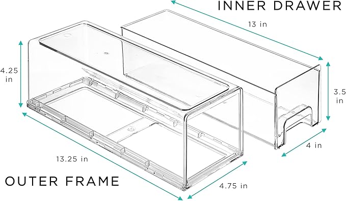 Sorbus Small Clear Stackable Storage Drawers – 2-Pack Plastic Organizer Bins with Handles – Stackable Pull-Out Storage Drawers for Closet, Pantry, Office, Bathroom, Craft, and Toy Organization