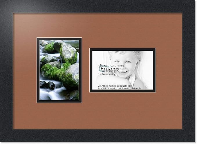 ArtToFrames Collage Photo Frame Double Mat with 2 - 4x6 Openings and Satin Black Frame