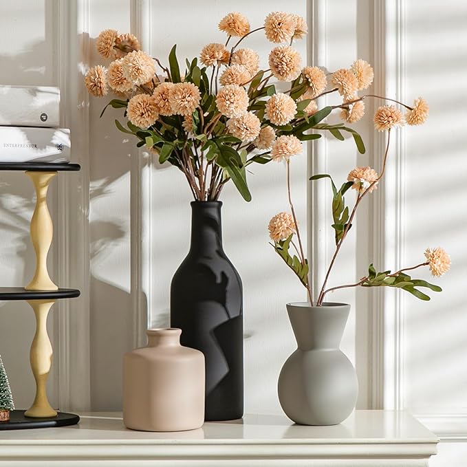 Modern Vases for Home Decor, Artificial Fake Flowers with Vase, Ceramic Vase for Centerpieces