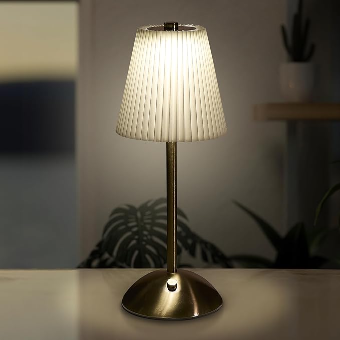 Camden Reed Table Lamp, Desk lamp, 3 Different Lighting Modes, Modern Minimal Design for Dinner/Coffee Table/Restaurant/Bedroom, Bell Gold