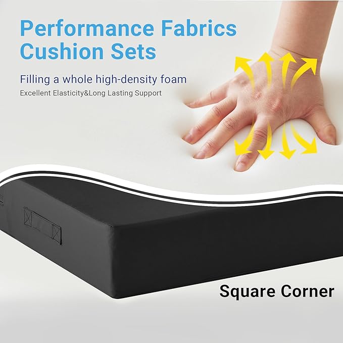 Outdoor Cushions for Patio Furniture,Outdoor Seat Cushion Set 24 x 24 x 5.75 Inch,Waterproof & Fade Resistant Outdoor Chair Cushions,Deep Patio Chair Cushion with Removable Cover,Black
