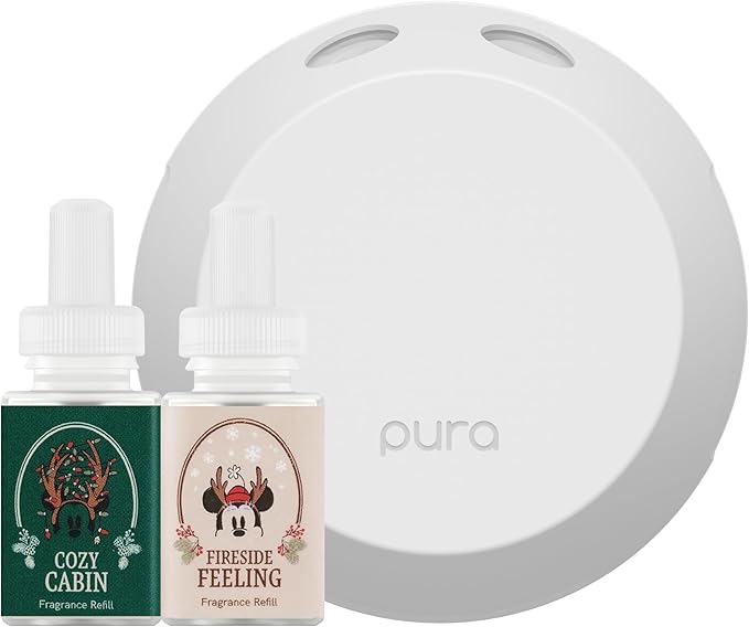 Pura Smart Home Fragrance Device Starter Set - Pura 4 - Scent Diffuser for Home - Includes Fragrance Aroma Diffuser - Rectangle Box, Disney Mickey & Minnie Scent Refills