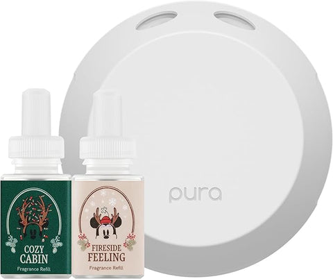 Pura Smart Home Fragrance Device Starter Set - Pura 4 - Scent Diffuser for Home - Includes Fragrance Aroma Diffuser - Rectangle Box, Disney Mickey & Minnie Scent Refills