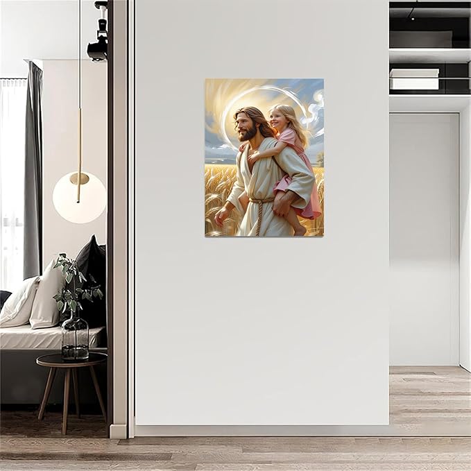 Christian Wall Art Print, Religious Scripture Biblical Decor, Faith-Based Inspirational Landscape with Cross, Digital Printed Canvas Poster for Church, Home Chapel, Prayer Room Decor
