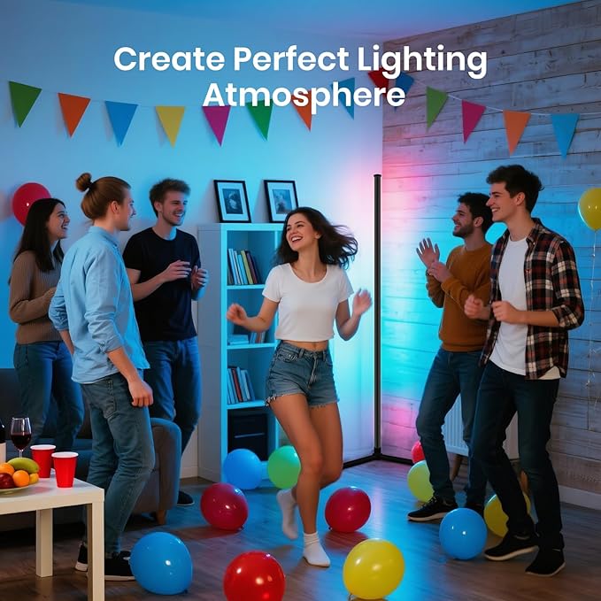 AVCNUJ LED Floor Lamp, 65" Smart RGB Color Changing Corner Lamp with 16 Million DIY Colors & 213 Scenes, Music Sync, Timer, Floor Lamp with Remote & App Control, Standing Lamp for Living Room Bedroom