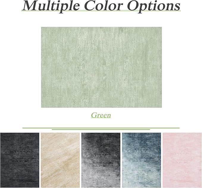 Washable Rug 5x7 Area Rugs for Living Room - Stain Resistant Non-Slip Backing Boho Rug for Bedroom,Durable & Ultra-Thin Vintage Large Area Rug(5x7,Green)