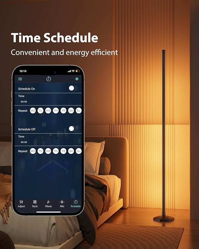 2PCS Corner Floor Lamp, 65" RGB Color Changing Mood Light with Remote Control, Dimmable LED Corner Lamp with Music Sync, Modern Floor Lamp for Living Room Gaming Room