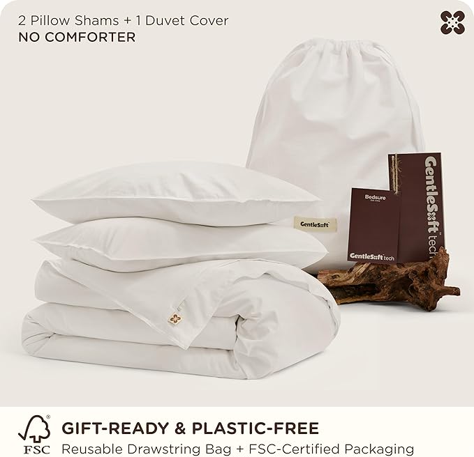 Bedsure Cotton Duvet Cover Full - Luxury Slub Weave 100% Cotton Duvet Cover Set with a Linen Like Textured, Easy Change Durable Bedding Set 3 Pieces, Coconut White, 80" x 90"