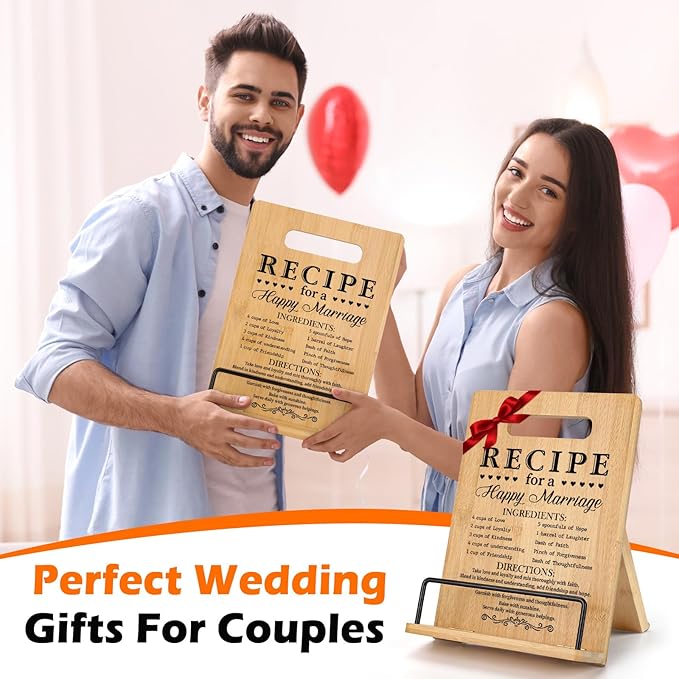 Wedding Gift for Couples 2025, Bridal Shower Gifts for Bride and Groom Engagement, Happy Marriage Cookbook Stand, Gifts for Wedding Shower, Newlywed Mr and Mrs Gifts Bride to Be Gifts