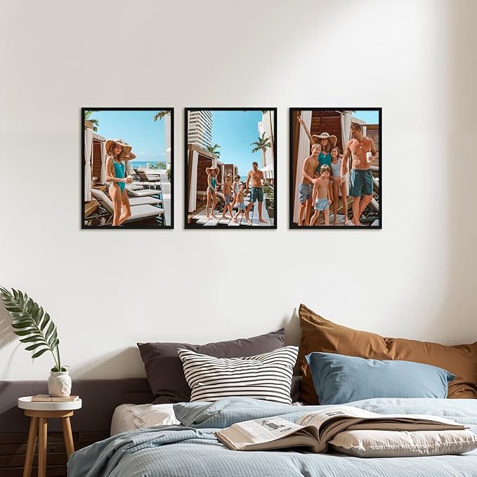 Giftgarden Black 12x16 Picture Frames Set of 4, Matted to 11x14 Picture with Mat or 16x12 Artwork Without Mat, Wall or Tabletop Display.