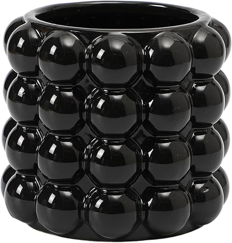 Bubble Vase, Black Ceramic Vase, Small Vase, Flower Vase, Boho Vase, Decorative Vase, Vase Decor for Living Room, Office, Bathroom, Shelf, Fireplace, Farmhouse, Coffee Table, 5 Inches