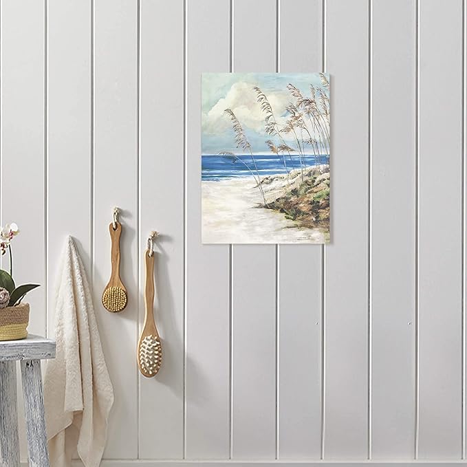 ARTISTIC PATH Abstract Wall Art Coastal Pictures: Blue Ocean Sand Seascape Painting Print on Canvas for Bedrooms (11" W x 16" H, Multi-Sized)