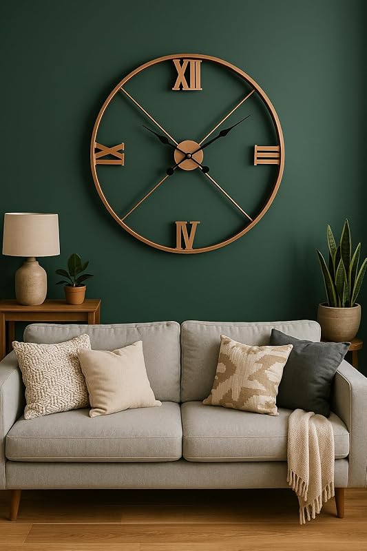 Minimalist Wall Clock, Kitchen Clocks, Housewarming Gifts, Modern Wall Clock, Oversized Wall Clock, Metal Wall Clock, Large Wall Clock (Gold, 16 Inch / 41 cm)