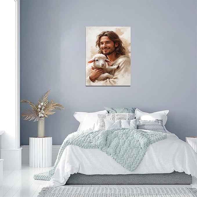 Christian Wall Art Print, Religious Scripture Biblical Decor, Faith-Based Inspirational Landscape with Cross, Digital Printed Canvas Poster for Church, Home Chapel, Prayer Room Decor