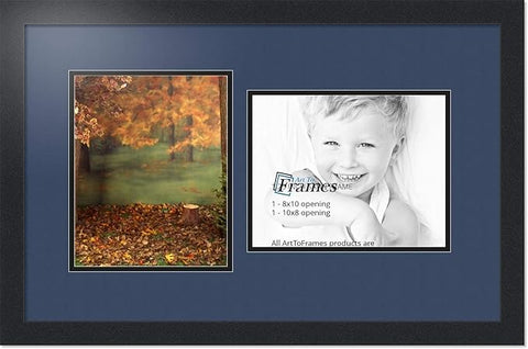 Art to Frames Double-Multimat-107-837/89-FRBW26079 Collage Photo Frame Double Mat with 2-8x10 Openings and Satin Black Frame