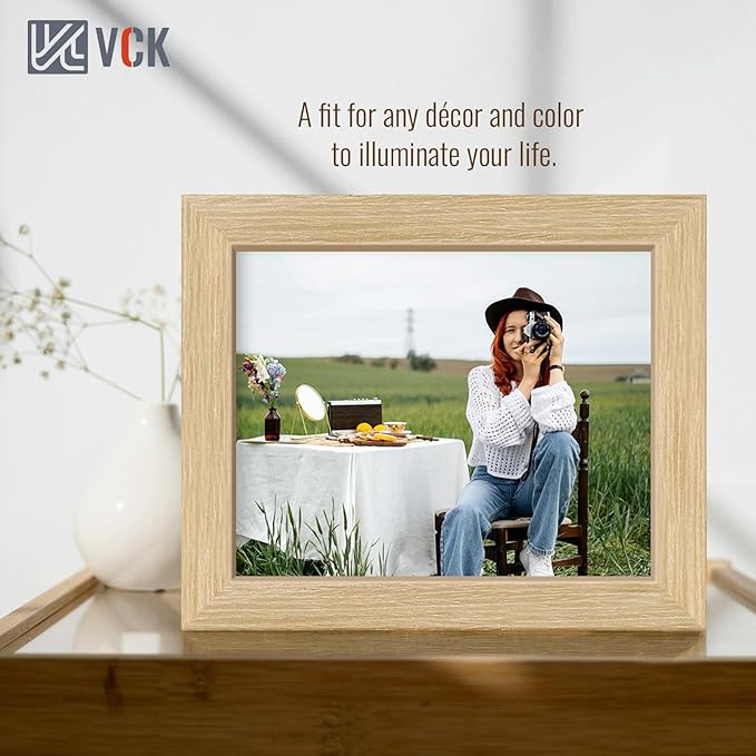 VCK 8x10 Oak Wood Frame for Picture, Natural Solid Wood Photo Frames 5 Pack, Wall Gallery Frame