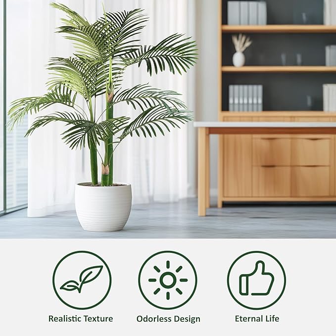 Artificial Palm Tree, Tall Tropical Palm Tree Faux Palm Plant for Indoor Outdoor Office House Living Room Home Decor