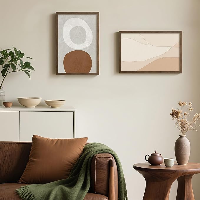 Yaetm 12x18 Frame - Brown Walnut, Solid Wood 12 x 18 Poster Frame for Picture & Art Print, Lightweight, Horizontal and Vertical Wall Hanging for Photo Gallery (3 Pack, Walnut)