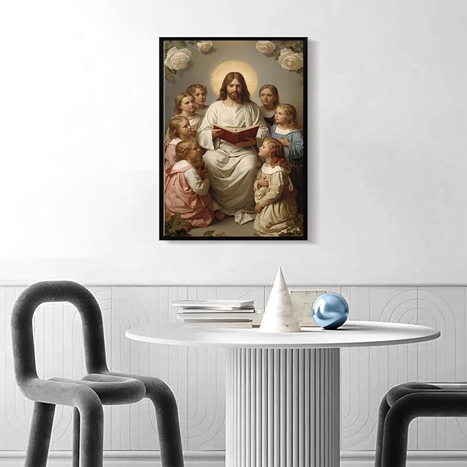 Christian Wall Art Print, Religious Scripture Biblical Decor, Faith-Based Inspirational Landscape with Cross, Digital Printed Canvas Poster for Church, Home Chapel, Prayer Room Decor