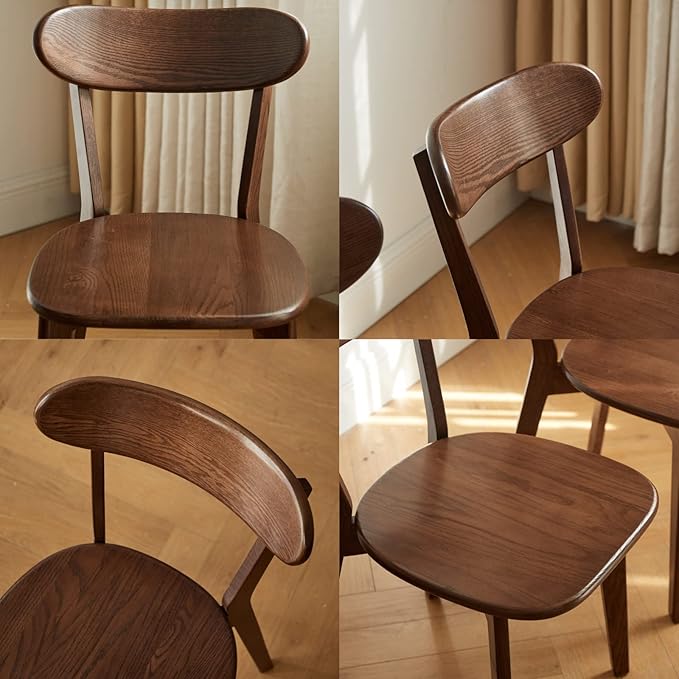 100% Solid Oak Wood Dining Room Chairs - Practical Kitchen Chairs - Wood Chair for Dining Room, Kitchen (1, Walnut)