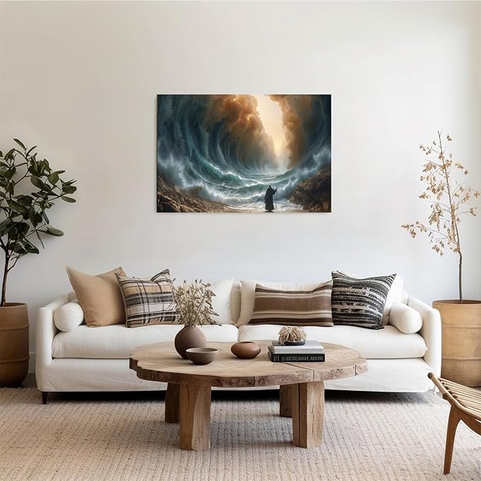 Christian Wall Art Print, Religious Scripture Biblical Decor, Faith-Based Inspirational Landscape with Cross, Digital Printed Canvas Poster for Church, Home Chapel, Prayer Room Decor