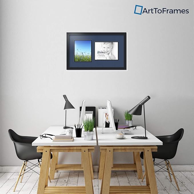 ArtToFrames Collage Photo Frame Double Mat with 1 - 8.5x11^ 8x10 Openings and Satin Black Frame