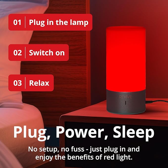 Revive - 670nm Red Light Sleep Lamp by Gamma - Melatonin Promoting Natural Sleep Aid, Bedroom & Nursery Nightlight
