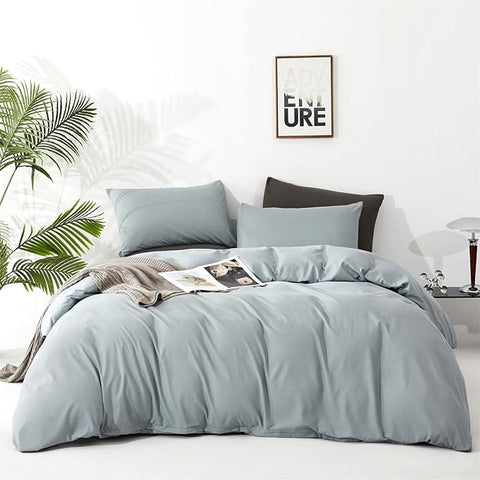 CLOTHKNOW Light Blue Queen Comforter Set 3Pcs Blue Bedding Comforter Sets Soft Women Grils Queen Comforter with 2 x Pillow Cases