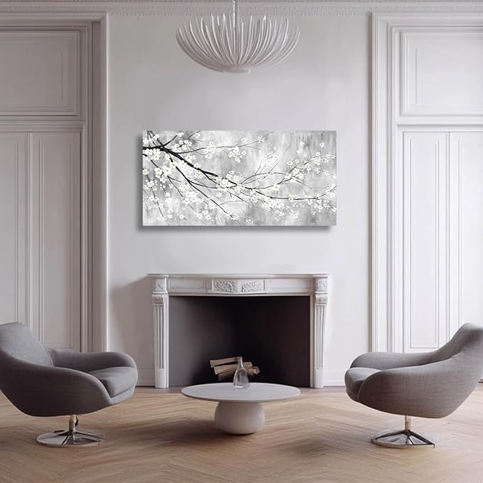 MLART99 Plum Blossom Decorative Floral Pictures Flower Prints Wall Art 24"x48" Botanical Poster for Bedroom Wall Decoration Living Room Pictures