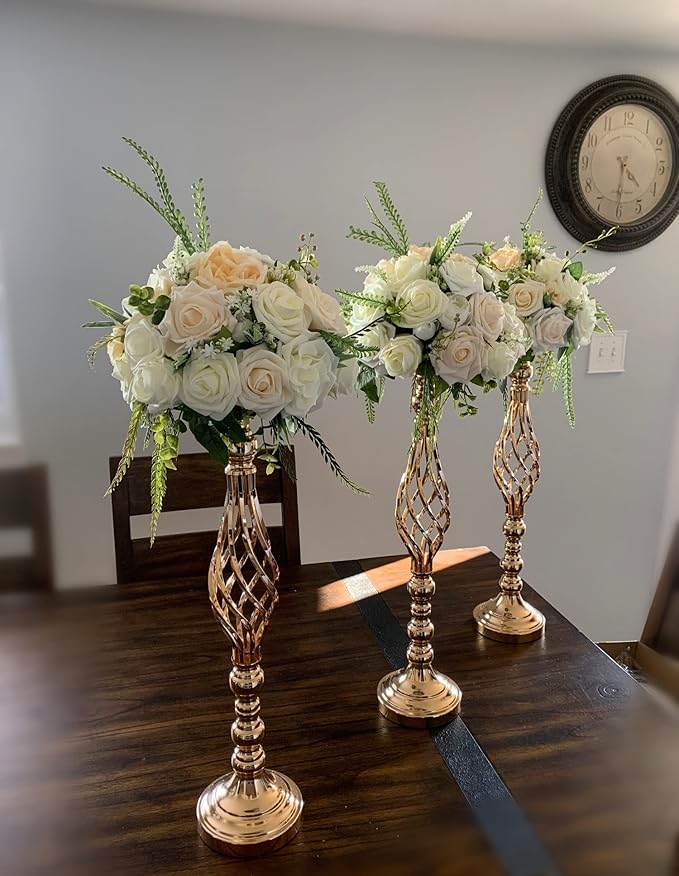 Wedding Centerpieces for Reception Tables, Twist Candleholder Stands, Wedding Flower Arrangement Vases, Metal Centerpieces for Wedding Road-Leading Home Decor Gold