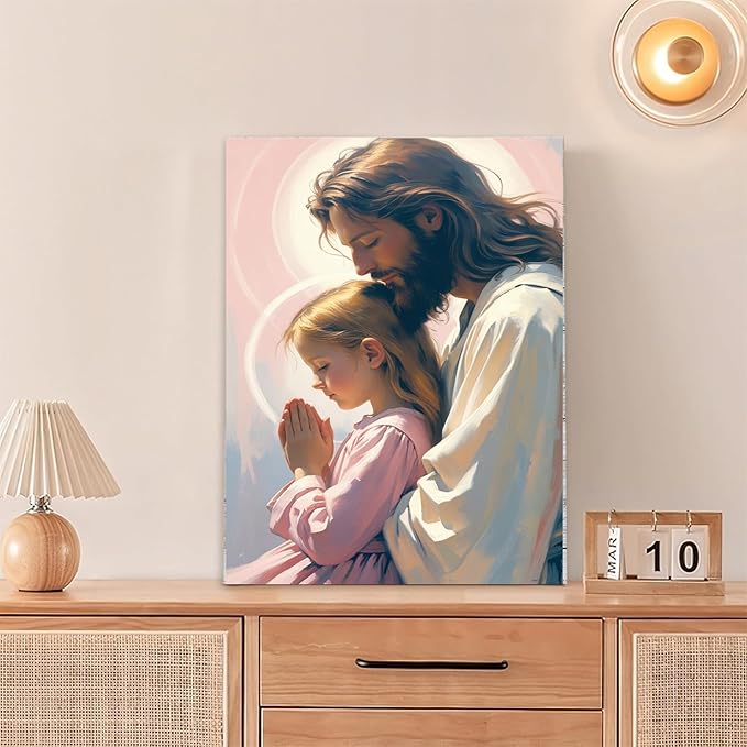 Christian Wall Art Print, Religious Scripture Biblical Decor, Faith-Based Inspirational Landscape with Cross, Digital Printed Canvas Poster for Church, Home Chapel, Prayer Room Decor