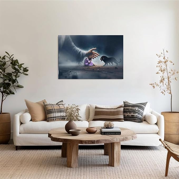 Christian Wall Art Print, Religious Scripture Biblical Decor, Faith-Based Inspirational Landscape with Cross, Digital Printed Canvas Poster for Church, Home Chapel, Prayer Room Decor