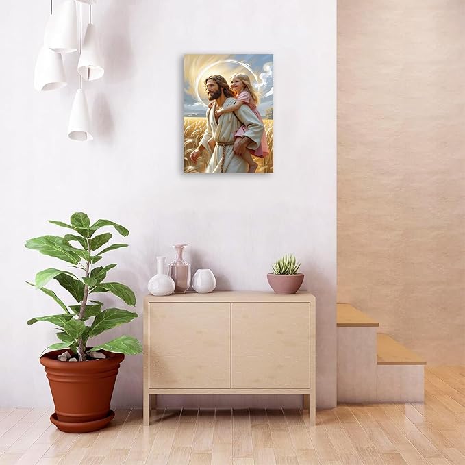 Christian Wall Art Print, Religious Scripture Biblical Decor, Faith-Based Inspirational Landscape with Cross, Digital Printed Canvas Poster for Church, Home Chapel, Prayer Room Decor