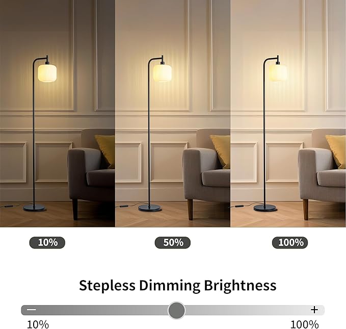 Mayna glass floor lamp living room, modern vertical lamp, remote control switch with glass lampshade, 67-inch high lamp suitable for bedroom and study (2700K LED Bulb Included)