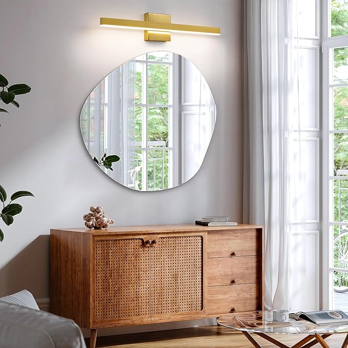 KAISITE Modern Bathroom Vanity Light Gold 24-Inch Fixture Over Mirror - Dimmable 5CCT LED Bar Light for Restroom