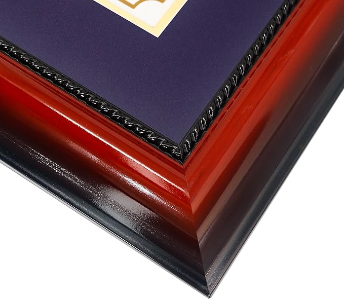 11x14 Diploma Degree Frame with Purple Mat or Display 15x18 Certificates without Mat,Solid Wood,Cherry Finish with Intricate Black Rope Detail,UV Protection Acrylic