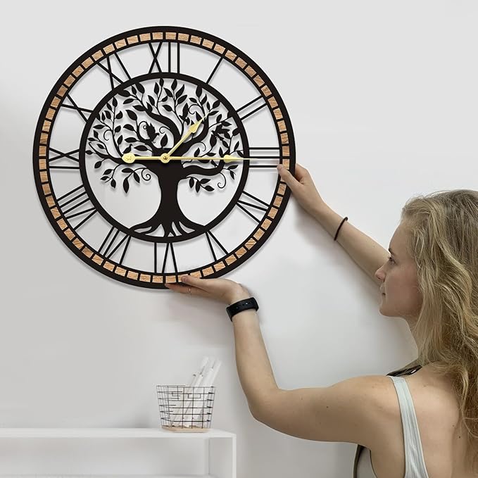 Wall Clocks for Living Room Decor - Big Wall Clock, Quiet and No Ticking Suitable for Wall Decor, Living Room Decoration, Kitchen Decoration (24 in)