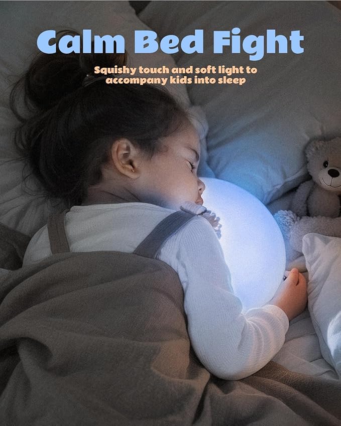 Night Light for Kids, Soft Egg Light with 13 Colors Changing Mode, Ball Mood Lighting for Bedroom, Auto-dim in 30 Minutes, Adjustable Brightness Globe Lamp Ambient Lighting