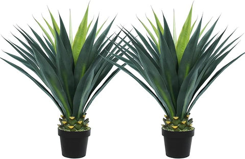 3ft Artificial Agave Plant, 38 Inch Tall Faux Agave Plants in Black Pot, Fake Floor Plant Outdoor Indoor for Front Porch Patio Home Office Door Step Hotel Desert Style Decor 2PCS