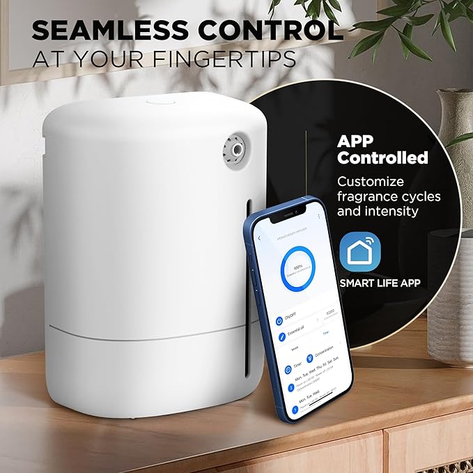 Waterless Diffuser for Essential Oil 2000sq.ft Coverage Nebulizer Nano Smart Air Freshener Diffusers Scent Aromatherapy Diffuser for Home Room Office - Without Oil