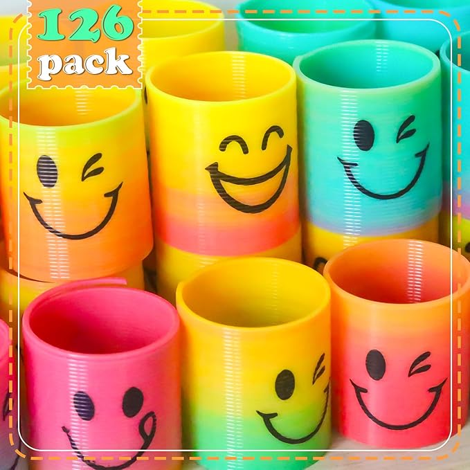 126 Pack Mini Spring Party Favors Toys Magic Fidget Stress Coil for Favor Carnival Prize Birthday Goodie Bag Stuffers for Kids Boys Girls