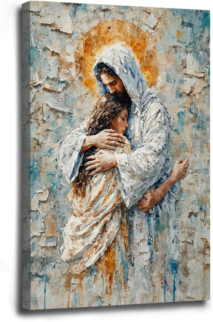 Christian Wall Art Print, Religious Scripture Biblical Decor, Faith-Based Inspirational Landscape with Cross, Digital Printed Canvas Poster for Church, Home Chapel, Prayer Room Decor