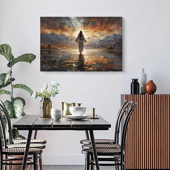 Christian Wall Art Print, Religious Scripture Biblical Decor, Faith-Based Inspirational Landscape with Cross, Digital Printed Canvas Poster for Church, Home Chapel, Prayer Room Decor