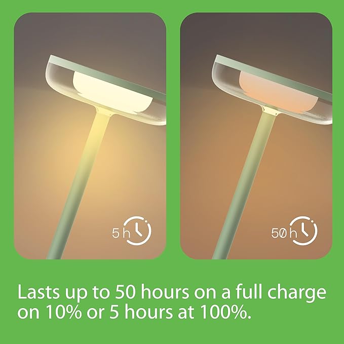 Cocktail Style Solar Table Lamp – Cordless LED Light with USB-C Charging, Dimmable Warm 2700K Glow, Weather Resistant for Indoor/Outdoor Use – Green, 1 Pack