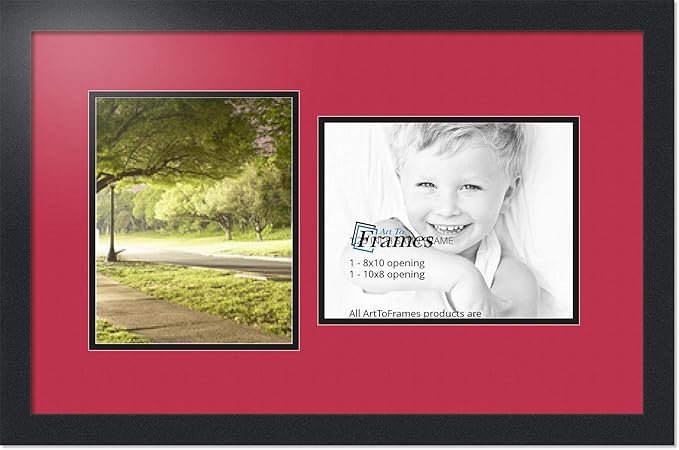 ArtToFrames Collage Photo Frame Double Mat with 2 - 8x10 Openings and Satin Black Frame